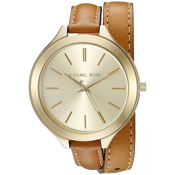 Michael Kors Women's MK2256 Slim Runway Brown Leather Watch