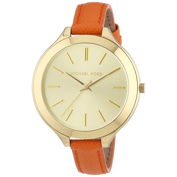 Michael Kors Women's MK2275 Slim Runway Orange Leather Watch