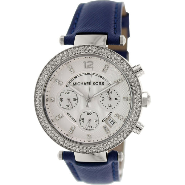 Michael Kors Women's MK2293 Parker Chronograph Crystal Blue Leather Watch