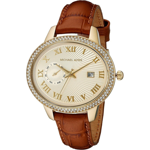 Michael Kors Women's MK2428 Whitley Crystal Brown Leather Watch