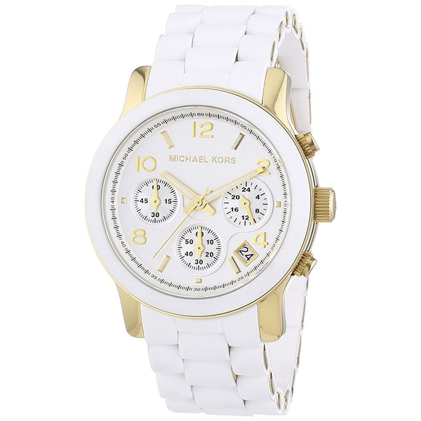 Michael Kors Women's MK5145 Runway Chronograph White Silicone Watch