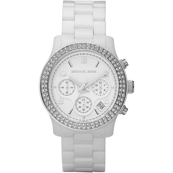 Michael Kors Women's MK5188 Chronograph Crystal White Ceramic Watch