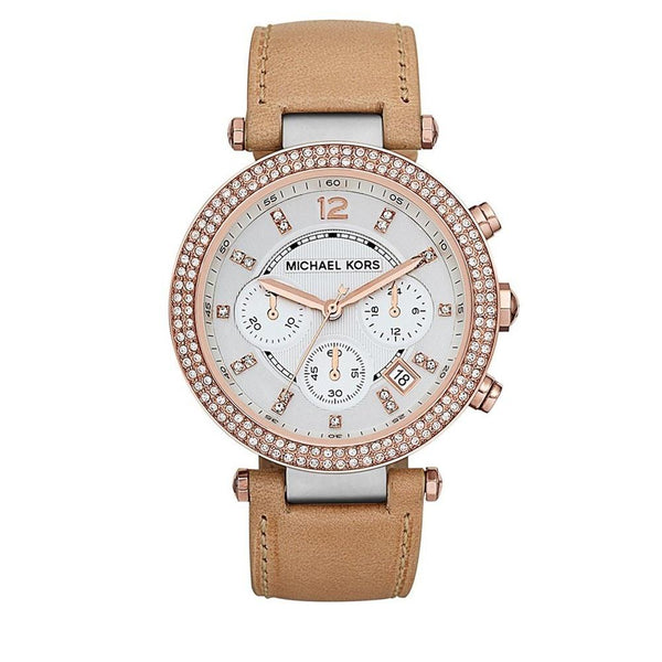 Michael Kors Women's MK5633 Parker Chronograph Crystal Tan Leather Watch