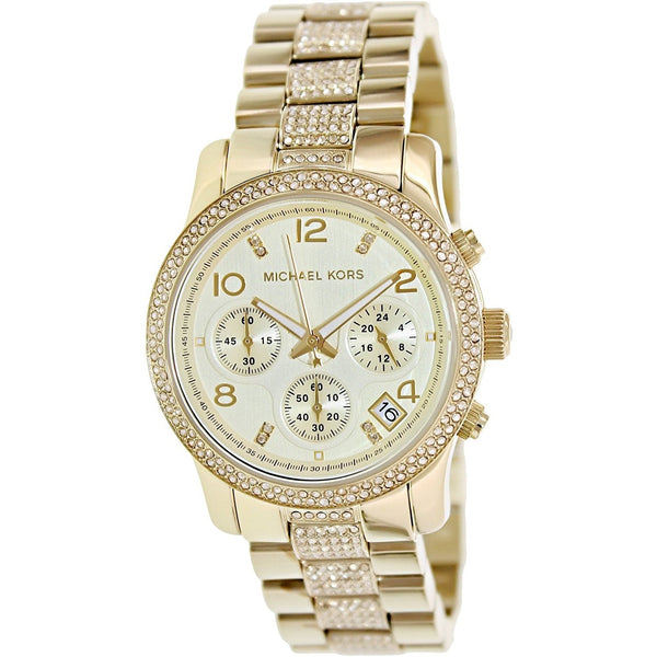 Michael Kors Women's MK5826 Runway Chronograph Crystal Gold-Tone Stainless Steel Watch