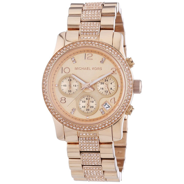 Michael Kors Women's MK5827 Runway Chronograph Crystal Rose-Tone Stainless Steel Watch