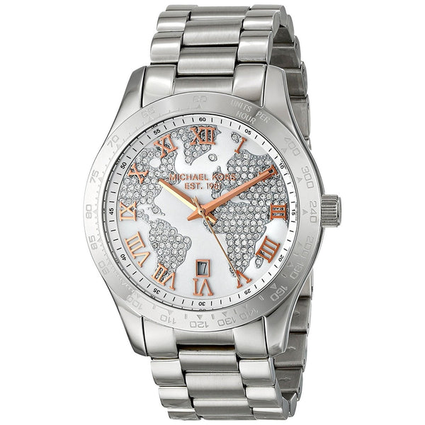 Michael Kors Women's MK5958 Layton Crystal Map Stainless Steel Watch
