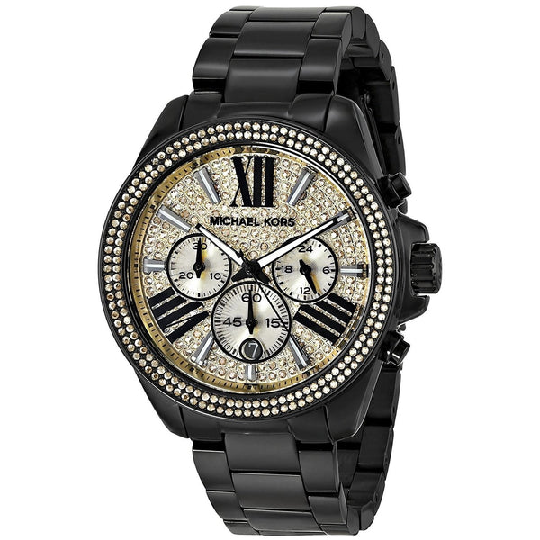 Michael Kors Women's MK5961 Wren Chronograph Crystal Black Stainless Steel Watch