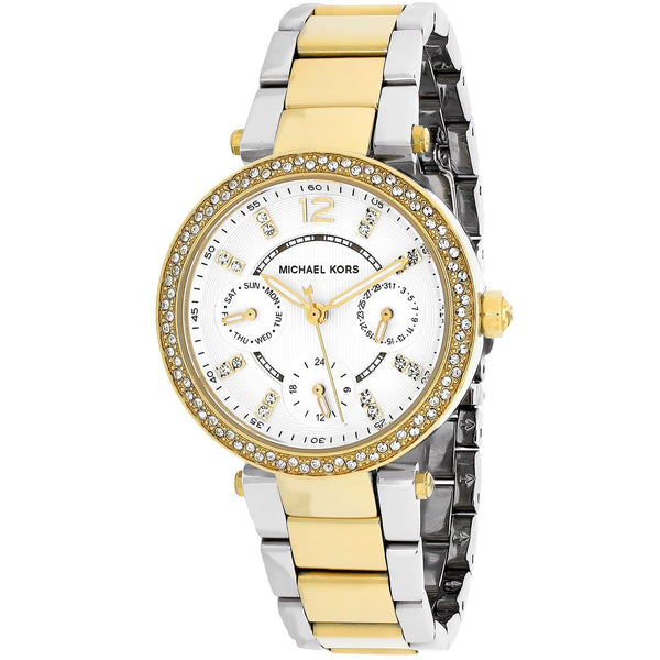 Michael Kors Women's MK6055 Mini Parker Chronograph Crystal Two-Tone Stainless Steel Watch