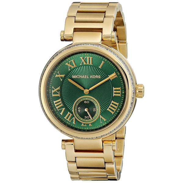 Michael Kors Women's MK6065 Skylar Emerald Crystal Gold-Tone Stainless Steel Watch