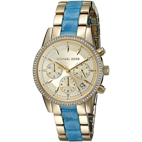 Michael Kors Women's MK6328 Ritz Chronograph Crystal Two-Tone Stainless steel and Acetate Watch
