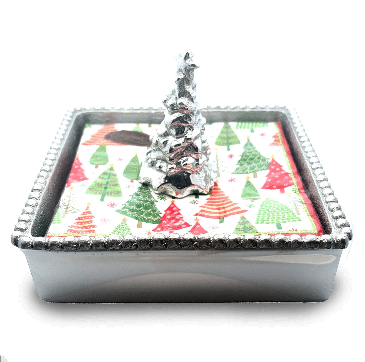 Xmas Tree Lights Beaded Napkin Box