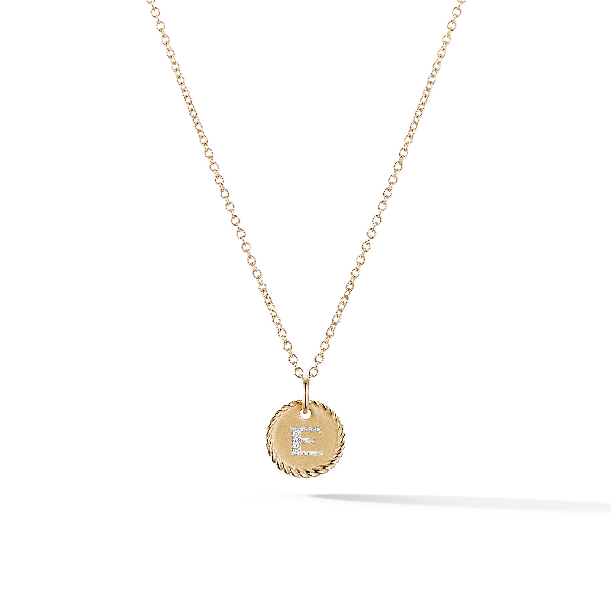David Yurman Initial Charm Necklace with Diamonds in 18k Gold- N08792 88ADI18E