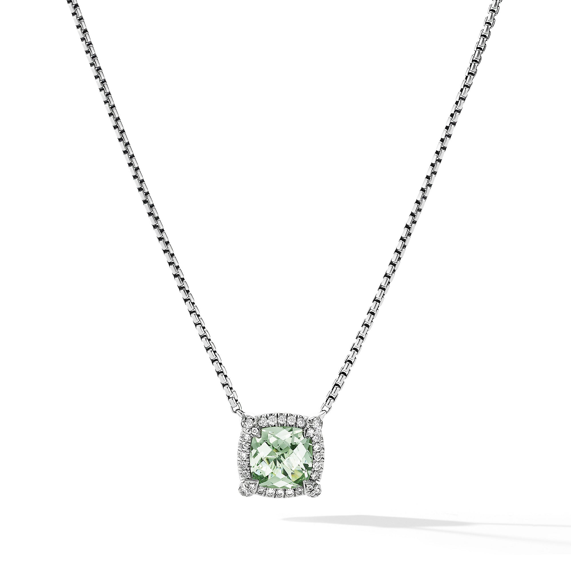 David Yurman Petite Chatelaine Pave Bezel Pendant Necklace with Prasiolite and Diamonds- N14202DSSAPLDI18