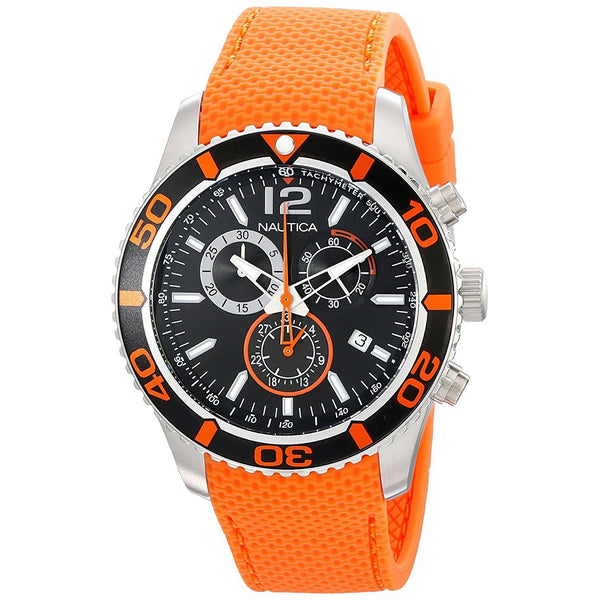 Nautica Men's N15101G NST Multi-Function Orange Silicone Watch
