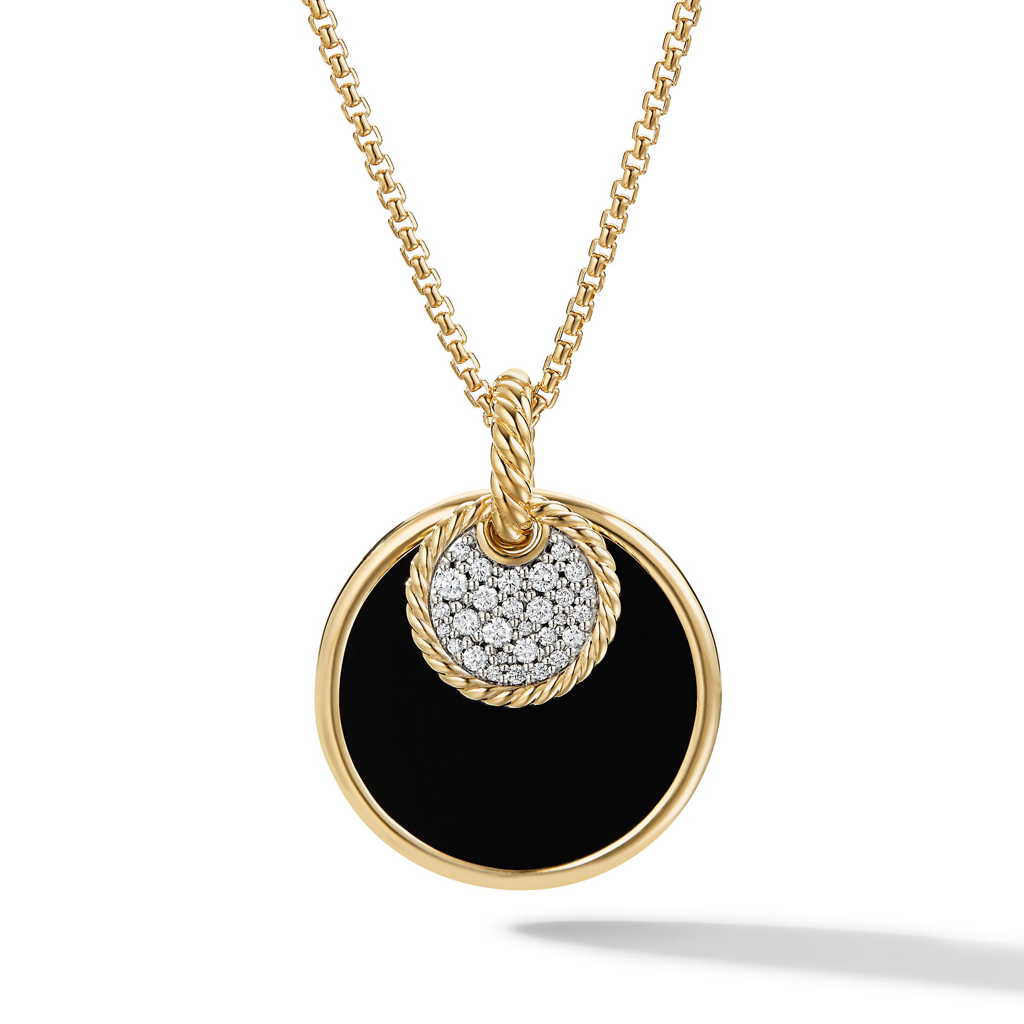 David Yurman DY Elements Convertible Pendant Necklace in 18k Yellow Gold with Black Onyx and Mother of Pearl and Diamonds- N17013D88DXMDI18