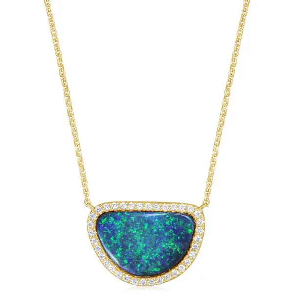 Yellow Gold Black Opal Necklace