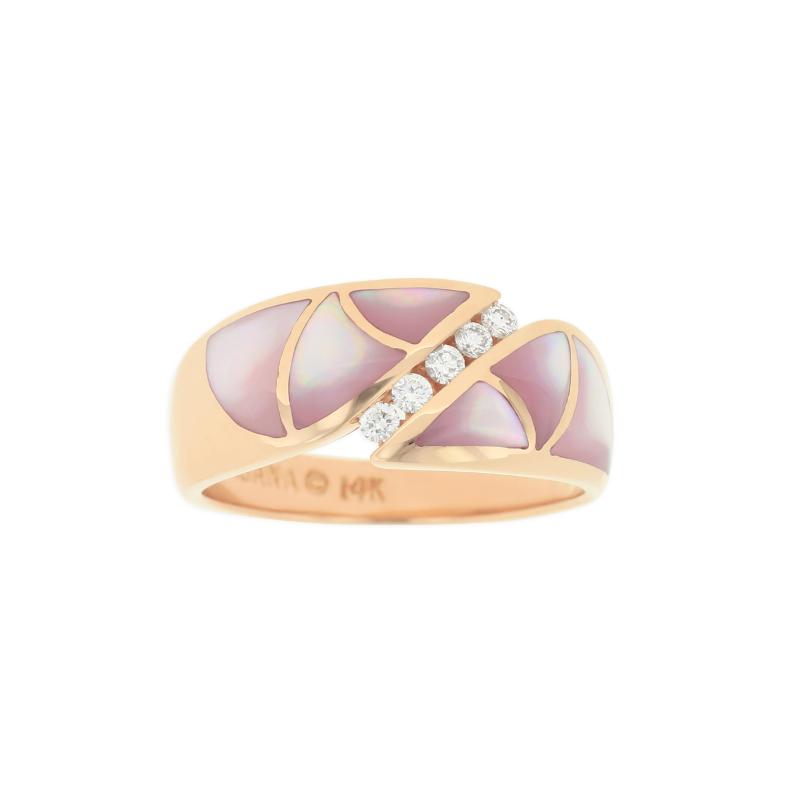 NRCF643MP Rose Gold Diamond and Pink Mother of Pearl Ring