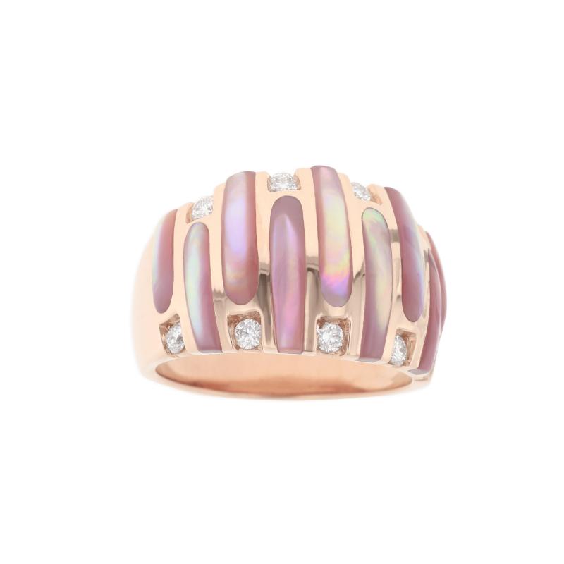 NRCF913MP Rose Gold Diamond and Pink Mother of Pearl Ring