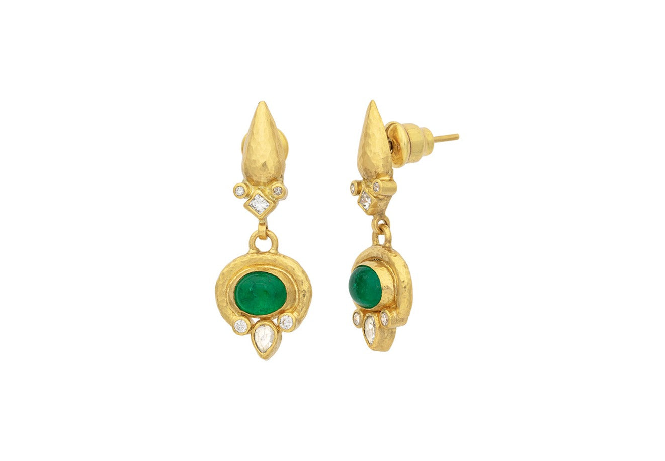 Emerald and Diamond Drop Earrings