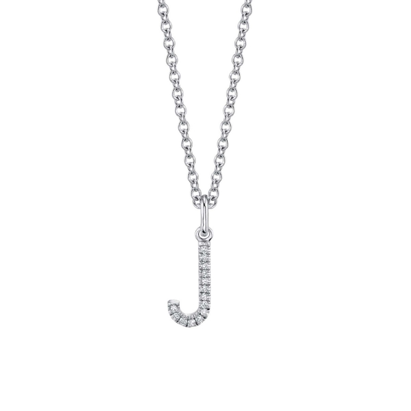 P141J Diamond Initial Necklace - J