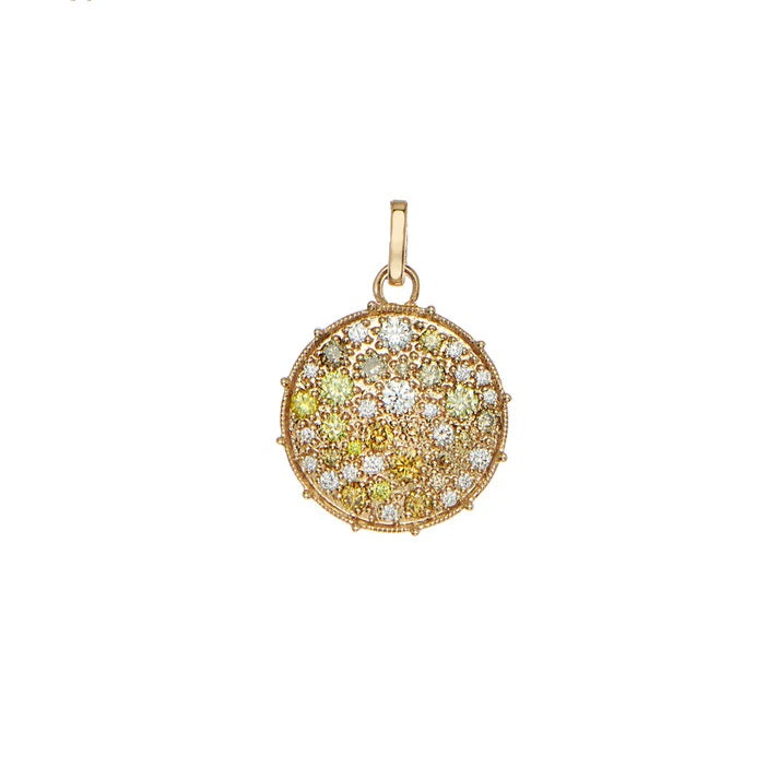 18K YELLOW GOLD MULTI-COLOR DIAMOND PENDANT (CHAIN SOLD SEPARATELY)