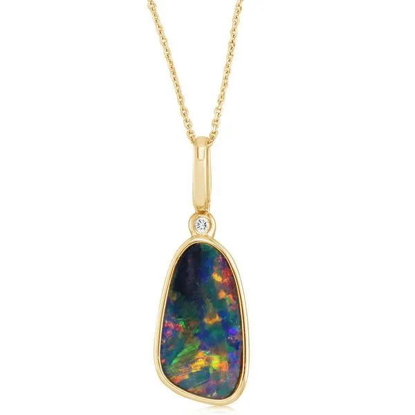 Yellow Gold Opal Doublet Pendant