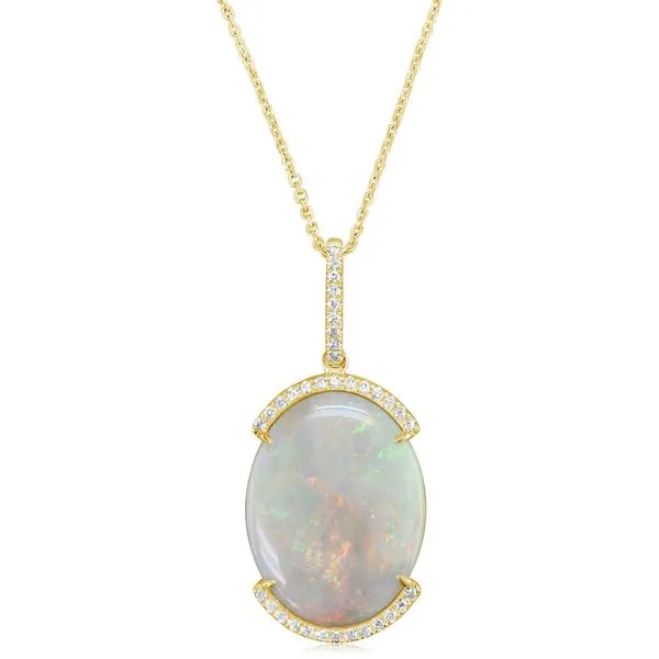Yellow Gold Natural Light Opal Pendant