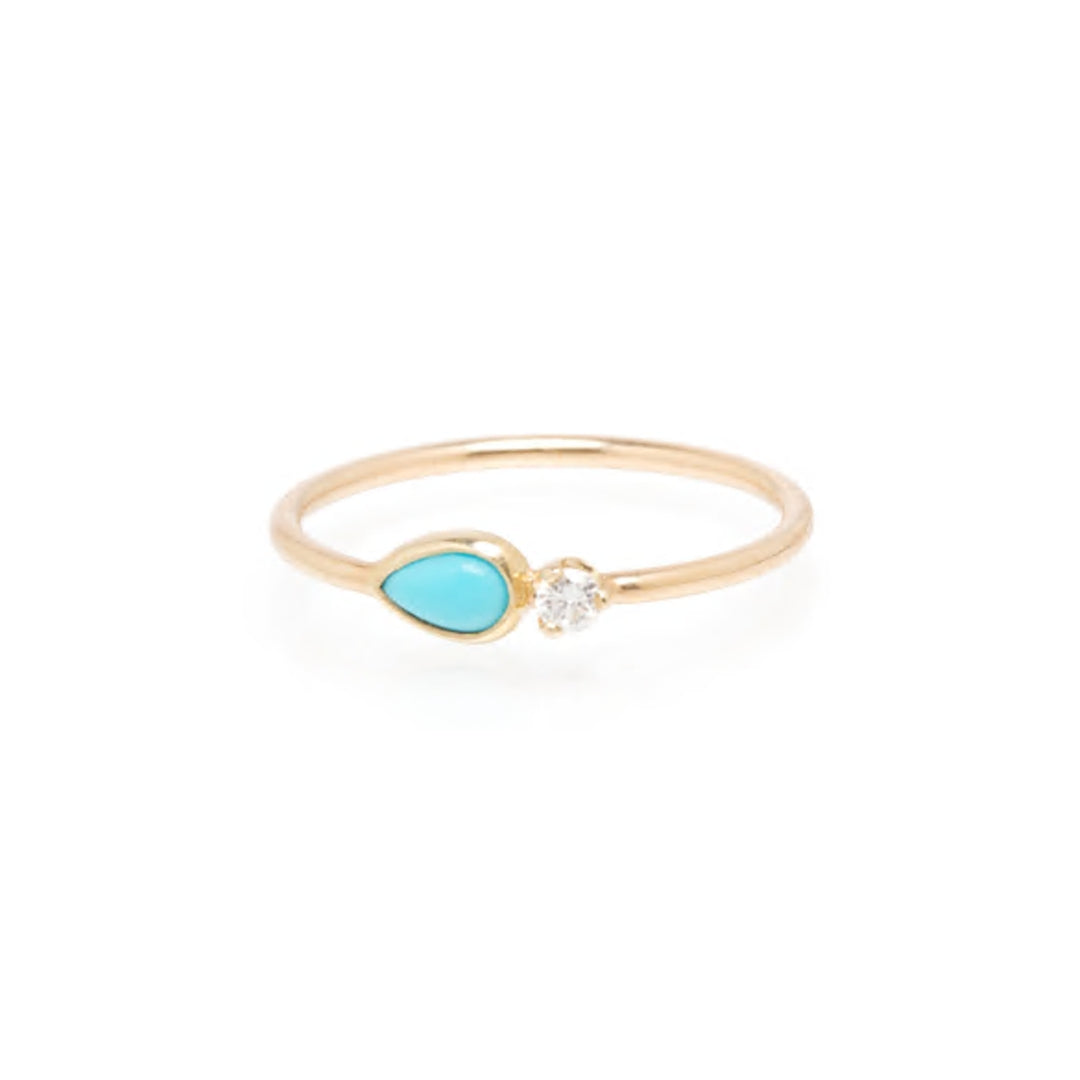14K TURQUOISE AND DIAMOND STACKING BAND