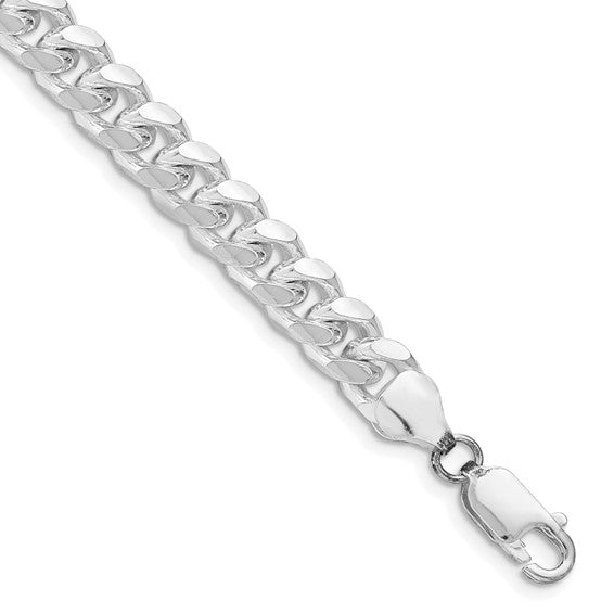Men's Sterling Silver Rhodium Curb Chain Bracelet