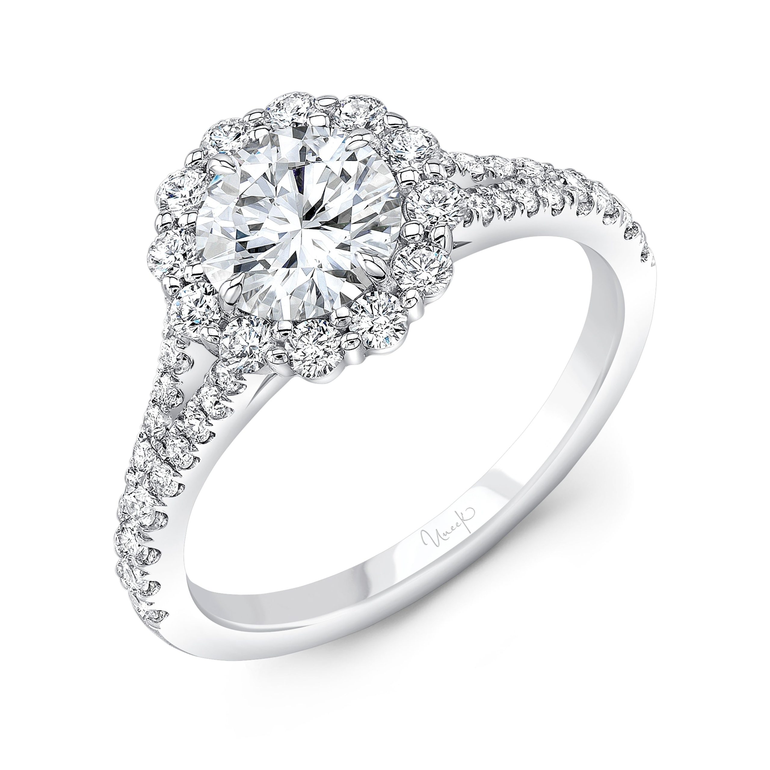 0.58ctw Round Halo Engagement Ring