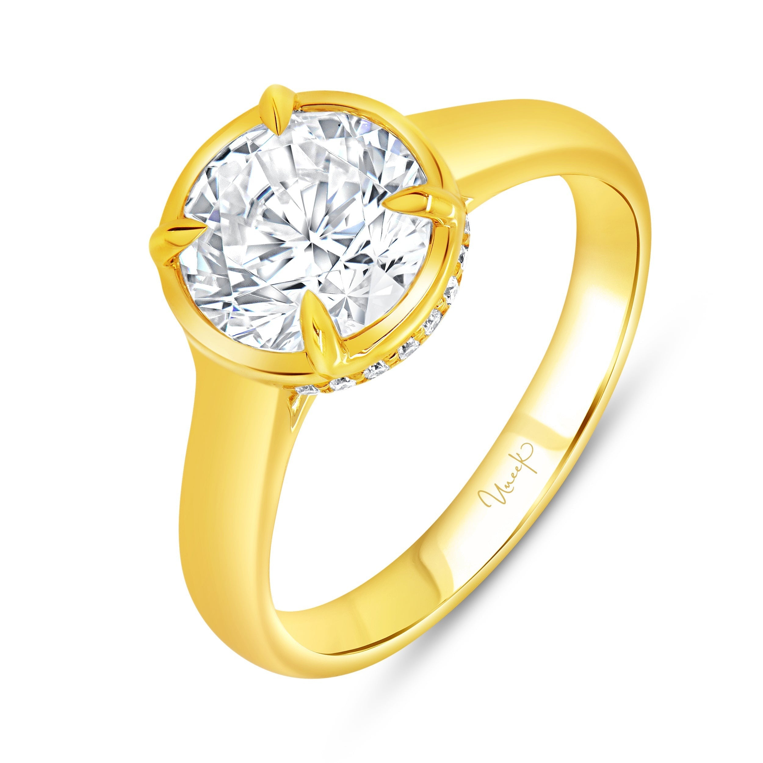 0.09ctw Round Bezel Engagement Ring