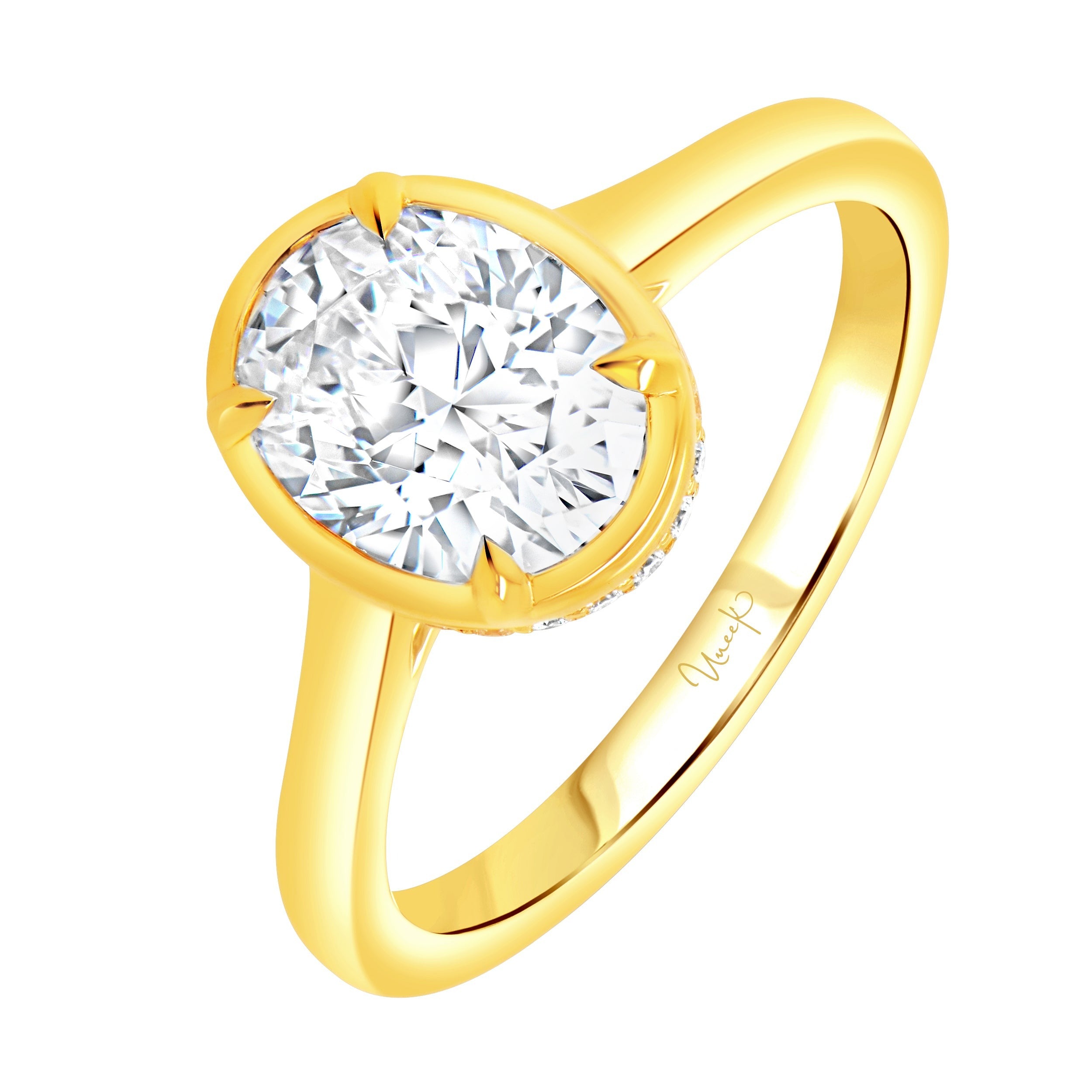 0.09ctw Oval Bezel Engagement Ring