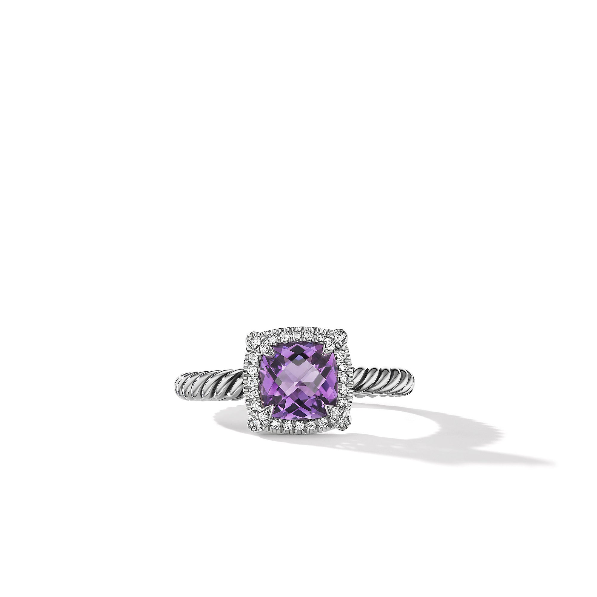 David Yurman Petite Chatelaine Pave Bezel Ring with Amethyst and Diamonds- R14202DSSAAMDI6