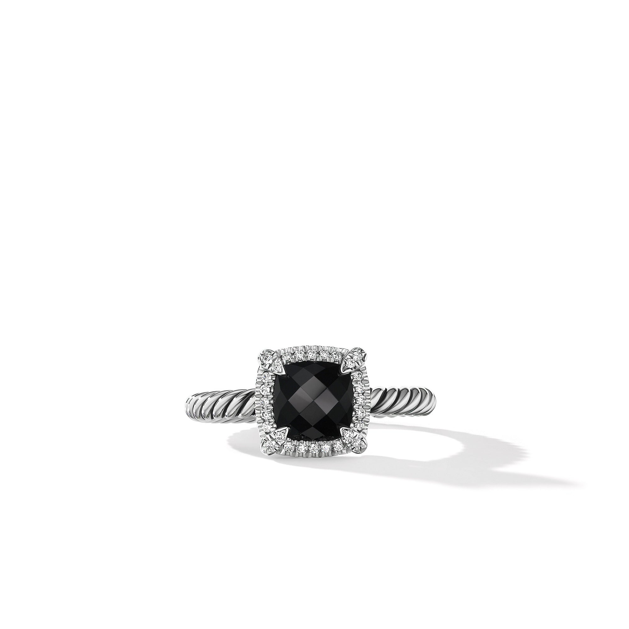 David Yurman Petite Chatelaine Pave Bezel Ring with Black Onyx and Diamonds- R14202DSSABODI6