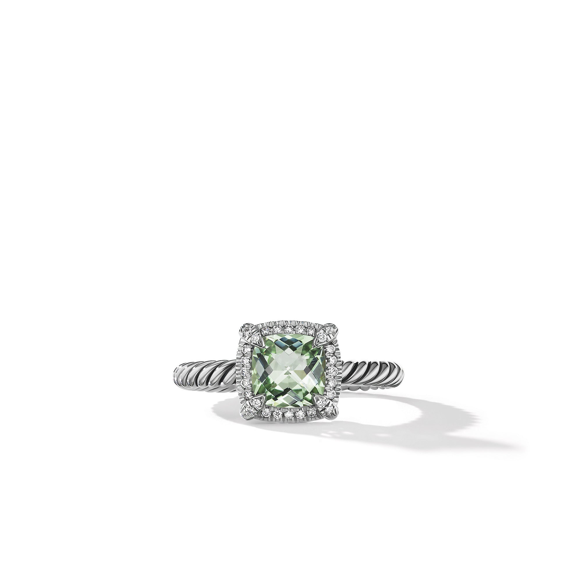 David Yurman Petite Chatelaine Pave Bezel Ring with Prasiolite and Diamonds- R14202DSSAPLDI7