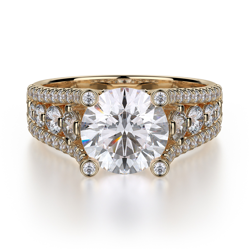 R306-1 Stella Yellow Gold Round Engagement Ring 0.75