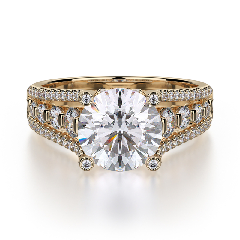 R306S-1.5 Stella Yellow Gold Round Engagement Ring 1.25