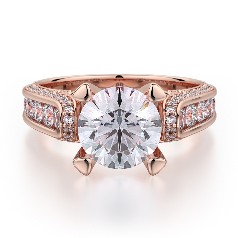 R399-1 Stella Rose Gold Round Engagement Ring 0.75