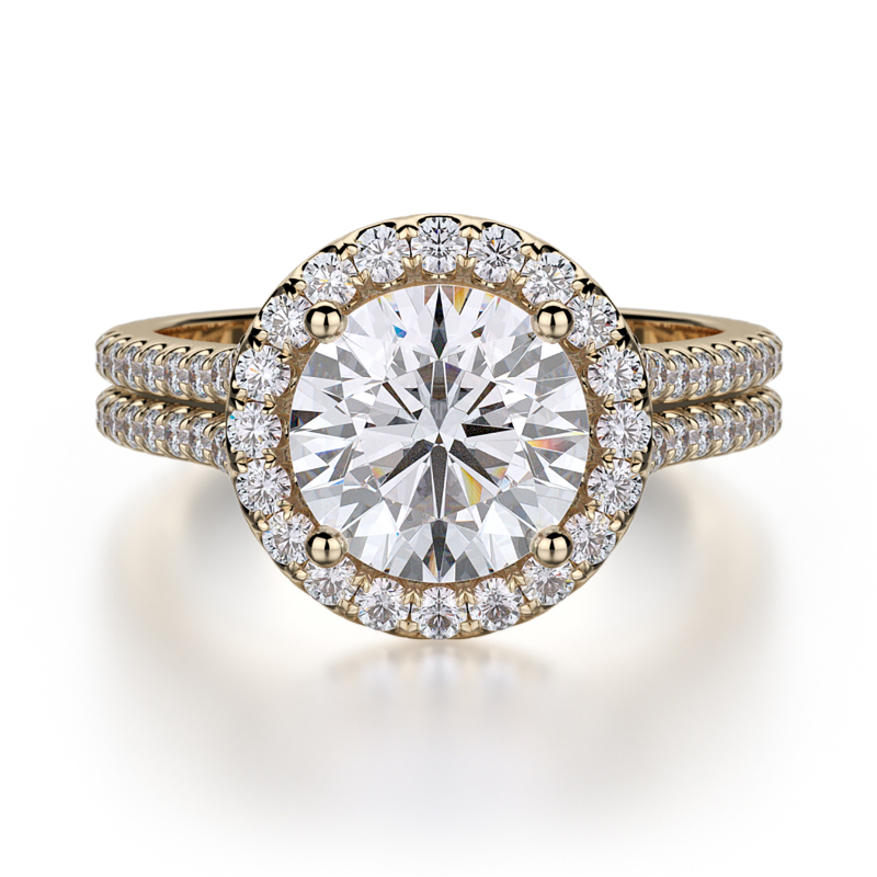 R456-1 Europa Yellow Gold Round Engagement Ring 0.75