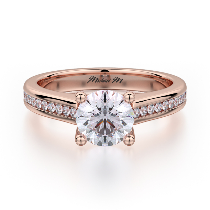 R461S-1 Love Rose Gold Round Engagement Ring 0.75