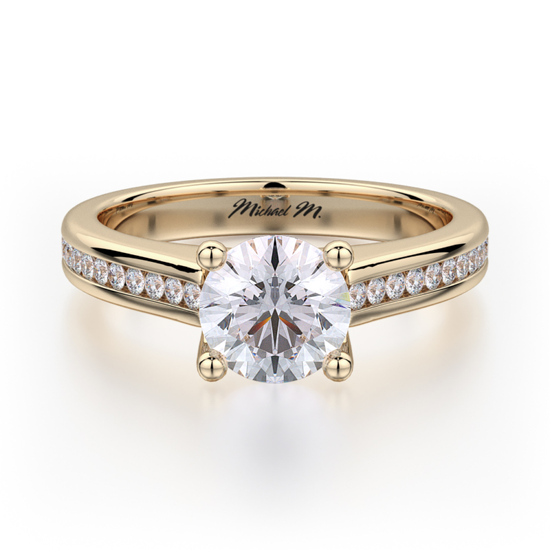 R461S-1 Love Yellow Gold Round Engagement Ring 0.75