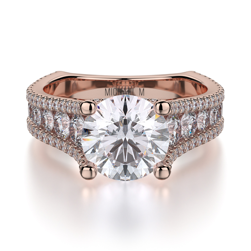 R480-1 Strada Rose Gold Round Engagement Ring 0.75