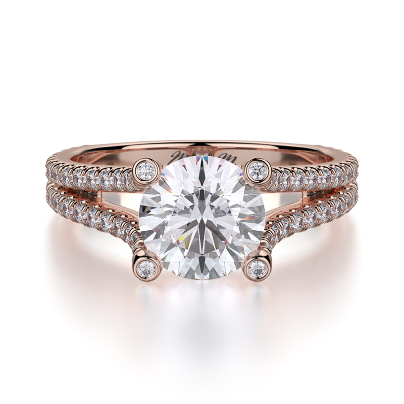 R487-1 Europa Rose Gold Round Engagement Ring 0.75