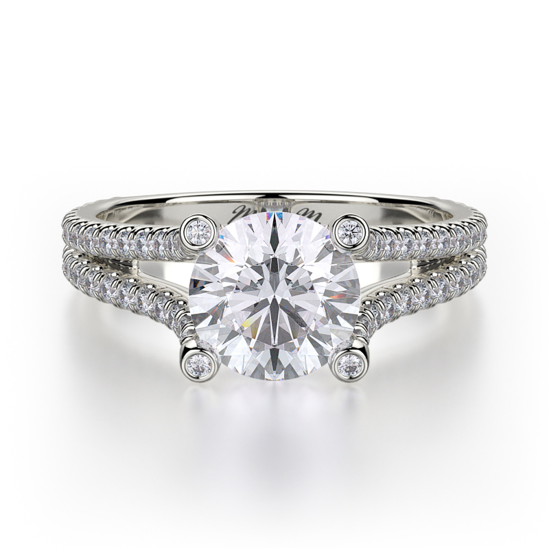 R487-1 Europa White Gold Round Engagement Ring 0.75