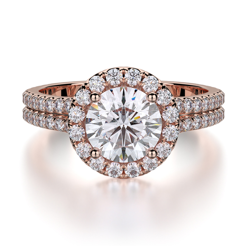 R490-0.75 Europa Rose Gold Round Engagement Ring 0.55