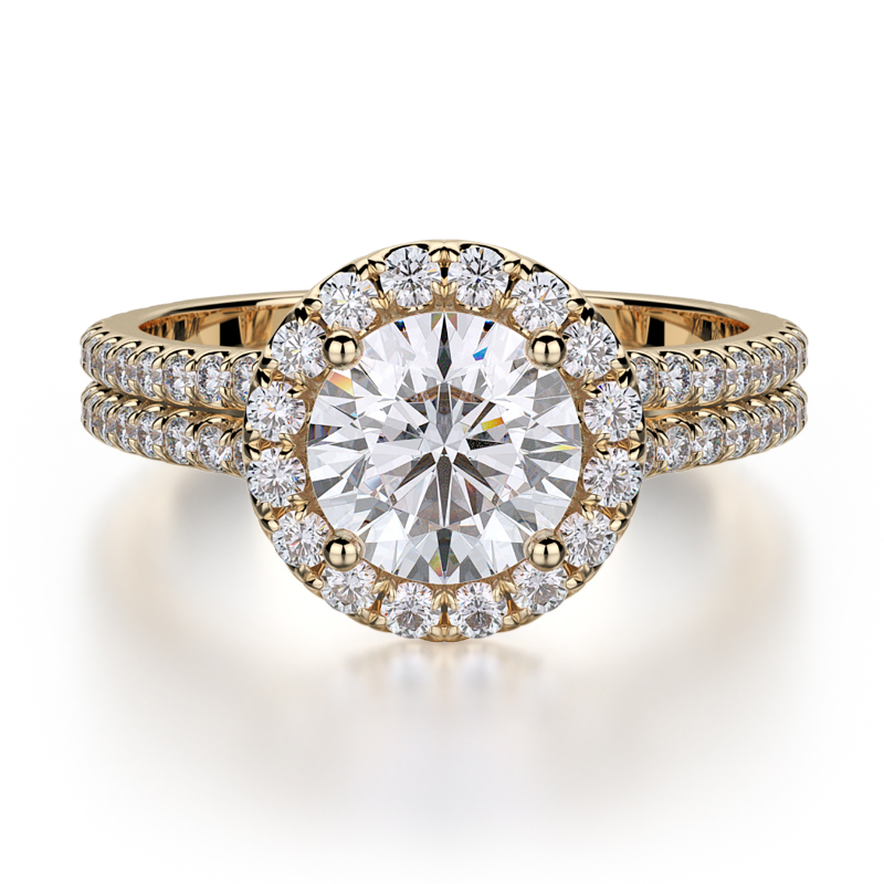 R490-0.75 Europa Yellow Gold Round Engagement Ring 0.55