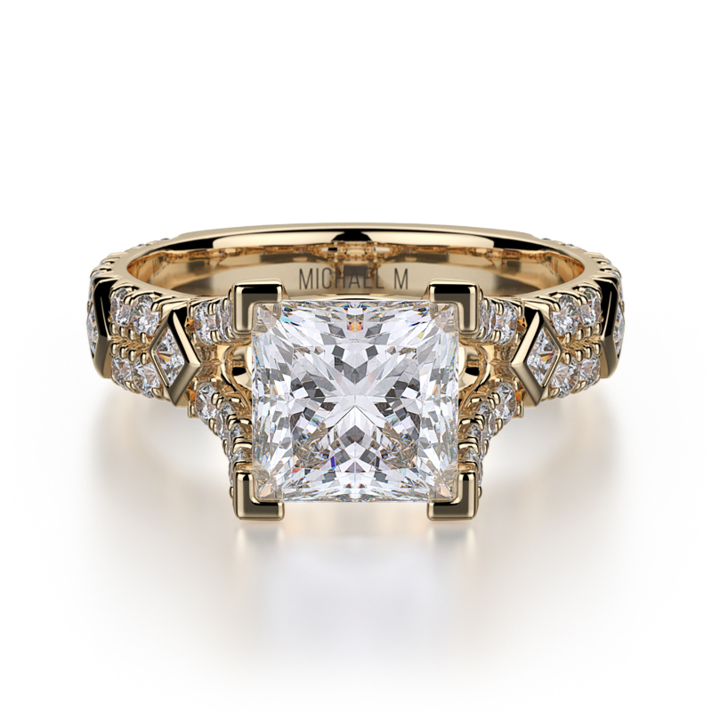 R511-1 Europa Yellow Gold Princess Cut Engagement Ring 0.75