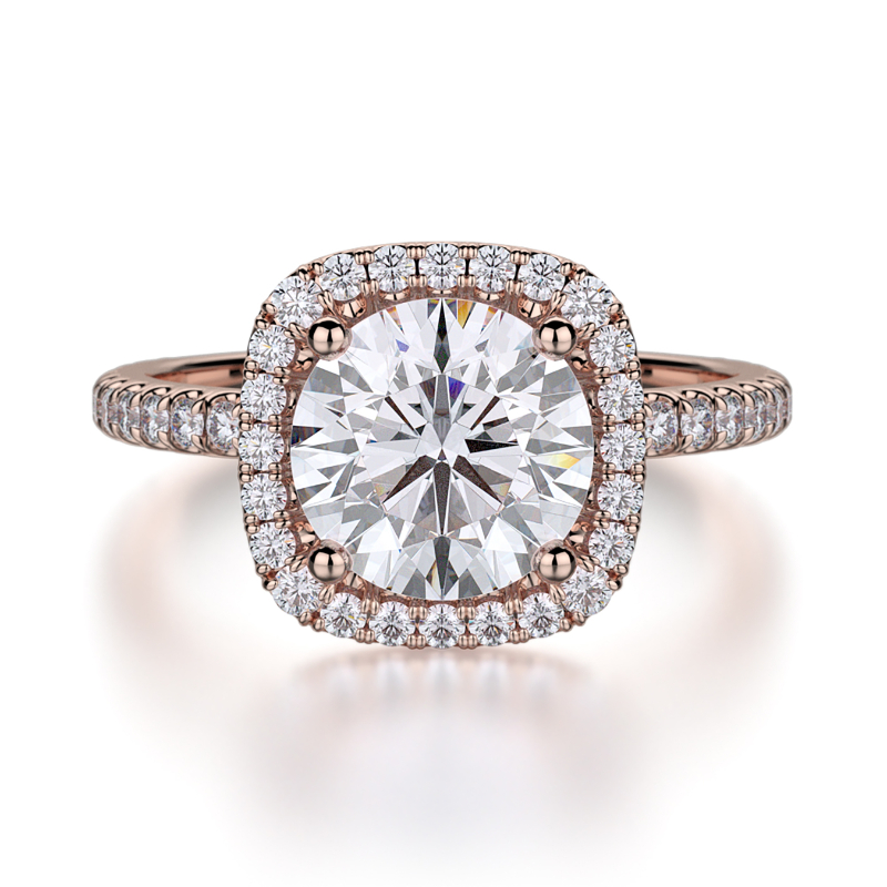 R536S-1 Europa Rose Gold Round Engagement Ring 0.75