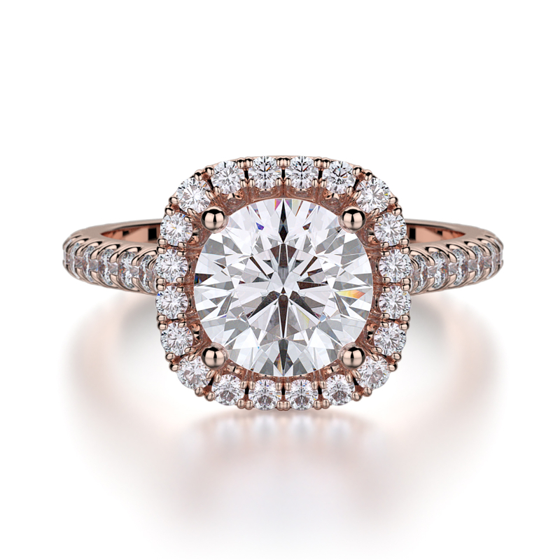 R539-1 Europa Rose Gold Round Engagement Ring 0.75