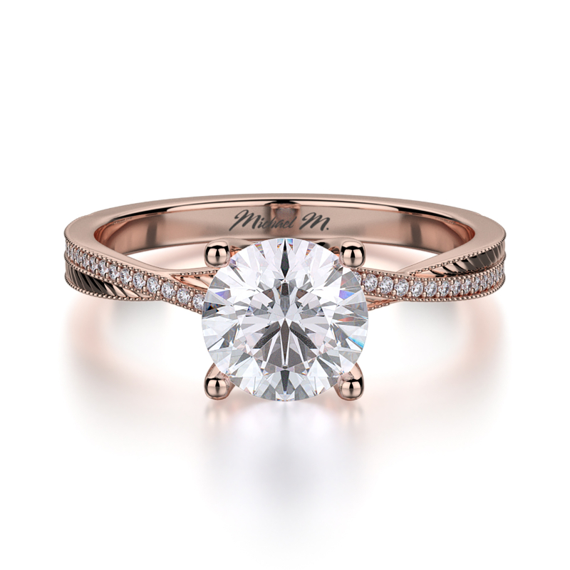 R575-0.75 M Rose Gold Round Engagement Ring 0.55